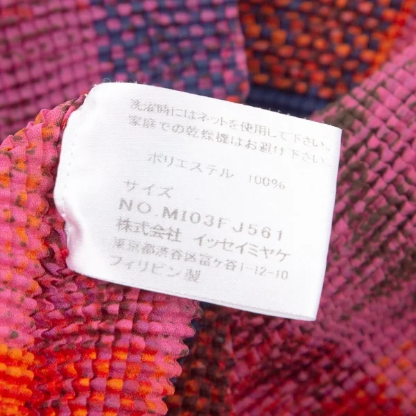 イッセイミヤケ ミーISSEY MIYAKE me かすれチェックプリントブロックプリーツハイネックカットソー マルチF K-98625_015