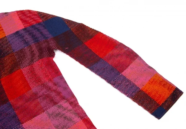 イッセイミヤケ ミーISSEY MIYAKE me かすれチェックプリントブロックプリーツハイネックカットソー マルチF K-98625_008