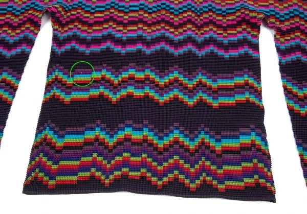 イッセイミヤケ ミーISSEY MIYAKE me ギザギザプリントブロックプリーツハイネックカットソー 紺マルチF K-98626_007