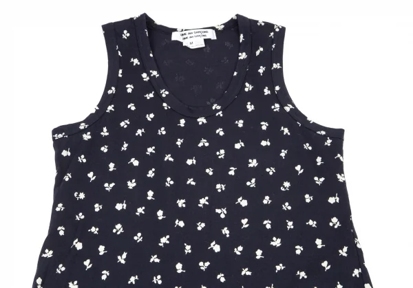 コムコム コムデギャルソンCOMME des GARCONS花柄ノースリーブカットワンピース 紺M K-98652_003