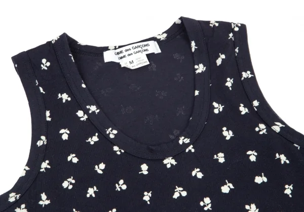 コムコム コムデギャルソンCOMME des GARCONS花柄ノースリーブカットワンピース 紺M K-98652_004