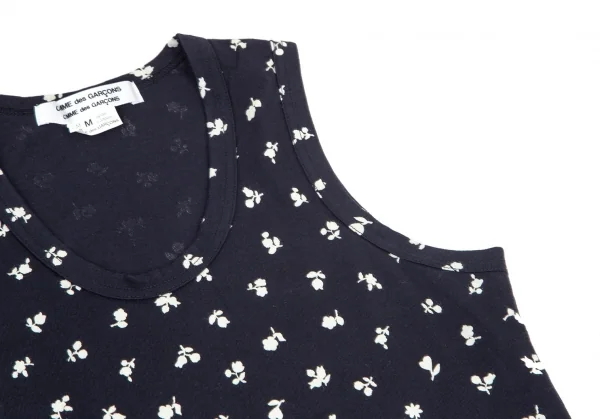 コムコム コムデギャルソンCOMME des GARCONS花柄ノースリーブカットワンピース 紺M K-98652_005