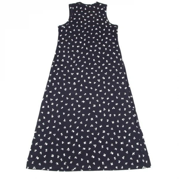 コムコム コムデギャルソンCOMME des GARCONS花柄ノースリーブカットワンピース 紺M K-98652_008