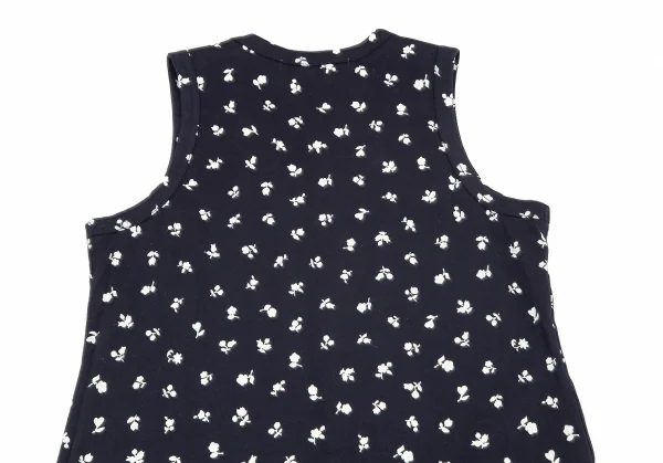 コムコム コムデギャルソンCOMME des GARCONS花柄ノースリーブカットワンピース 紺M K-98652_009