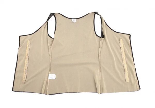 ジャンポールゴルチエファムJean Paul GAULTIER FEMME フロントホックデザインレイヤードパワーネットノースリーブトップス 黒ベージュ40 K-98664_007