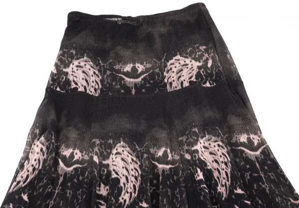 ジャンポールゴルチエJean Paul GAULTIER グラフィックプリントパワーネットロングスカート 黒オフ40 K-98667_013