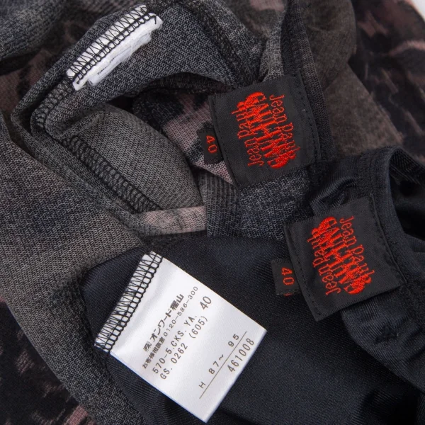 ジャンポールゴルチエJean Paul GAULTIER グラフィックプリントパワーネットロングスカート 黒オフ40 K-98667_016