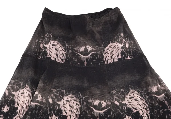 ジャンポールゴルチエJean Paul GAULTIER グラフィックプリントパワーネットロングスカート 黒オフ40 K-98667_003