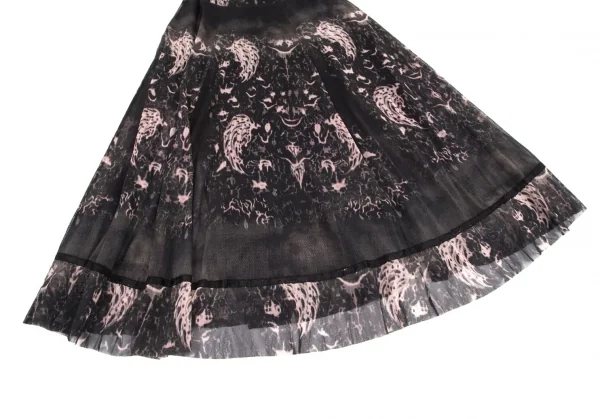 ジャンポールゴルチエJean Paul GAULTIER グラフィックプリントパワーネットロングスカート 黒オフ40 K-98667_005