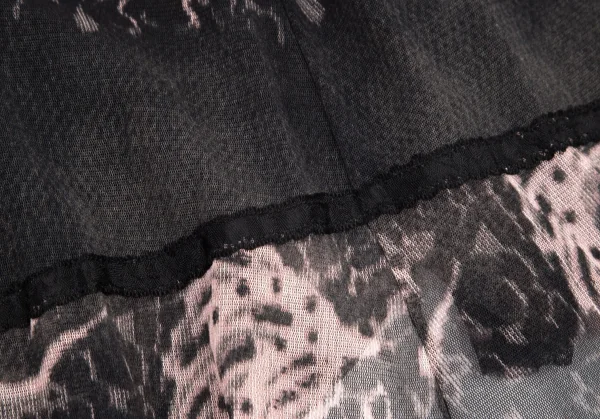 ジャンポールゴルチエJean Paul GAULTIER グラフィックプリントパワーネットロングスカート 黒オフ40 K-98667_006