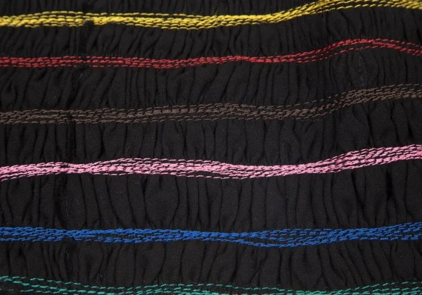 トリコ コムデギャルソンtricot COMME des GARCONS カラフルボーダー刺繍コットンベルト 黒マルチ K-98670_010