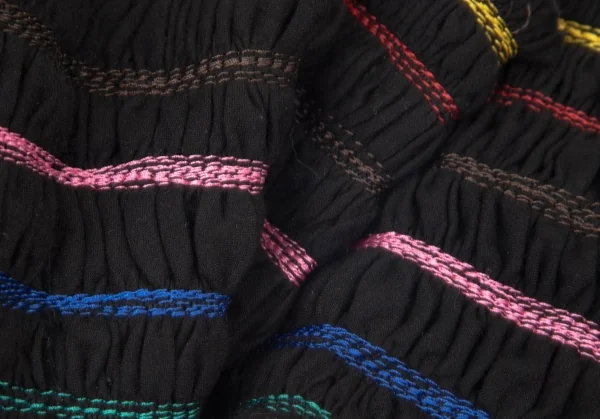 トリコ コムデギャルソンtricot COMME des GARCONS カラフルボーダー刺繍コットンベルト 黒マルチ K-98670_011