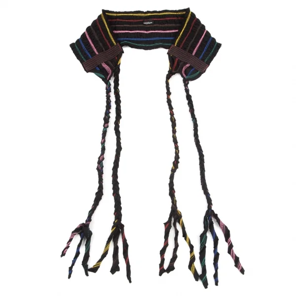 トリコ コムデギャルソンtricot COMME des GARCONS カラフルボーダー刺繍コットンベルト 黒マルチ K-98670_002