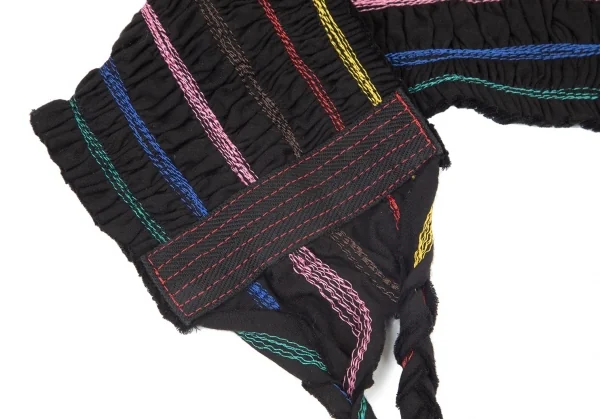 トリコ コムデギャルソンtricot COMME des GARCONS カラフルボーダー刺繍コットンベルト 黒マルチ K-98670_004