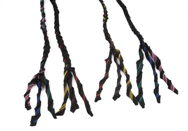 トリコ コムデギャルソンtricot COMME des GARCONS カラフルボーダー刺繍コットンベルト 黒マルチ K-98670_005