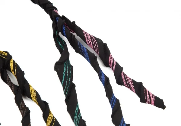 トリコ コムデギャルソンtricot COMME des GARCONS カラフルボーダー刺繍コットンベルト 黒マルチ K-98670_006