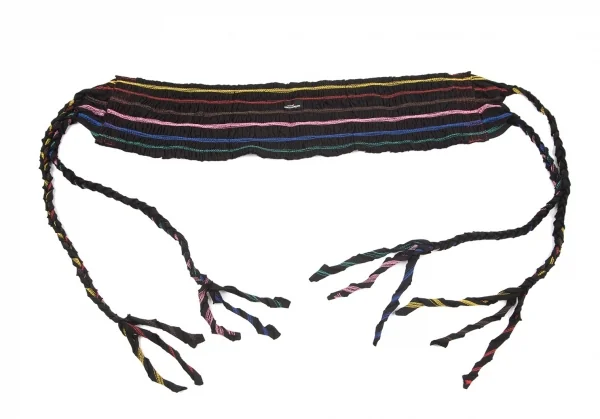 トリコ コムデギャルソンtricot COMME des GARCONS カラフルボーダー刺繍コットンベルト 黒マルチ K-98670_007