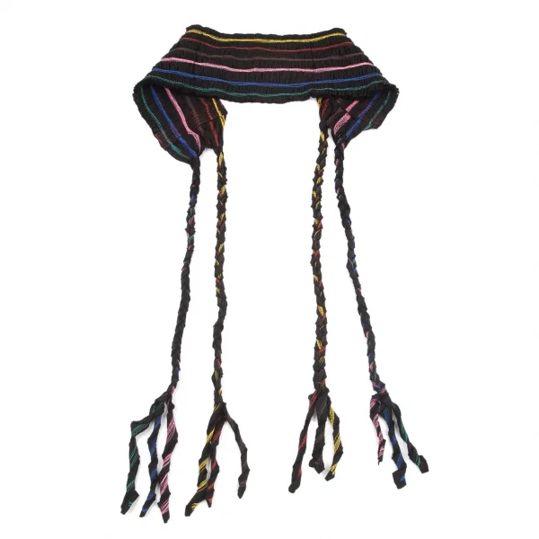 トリコ コムデギャルソンtricot COMME des GARCONS カラフルボーダー刺繍コットンベルト 黒マルチ K-98670_008