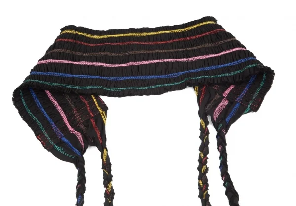 トリコ コムデギャルソンtricot COMME des GARCONS カラフルボーダー刺繍コットンベルト 黒マルチ K-98670_009