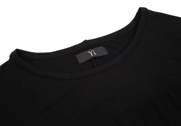 ワイズY's 異素材切替袖リブシフォンドルマンカットソー 黒2 K-98676_004