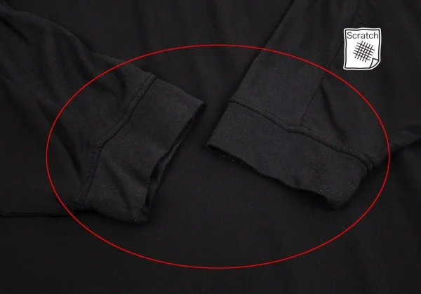 ワイズY's 異素材切替袖リブシフォンドルマンカットソー 黒2 K-98676_006