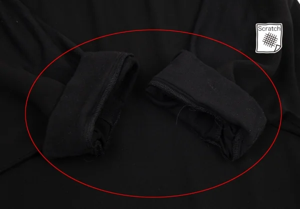 ワイズY's 異素材切替袖リブシフォンドルマンカットソー 黒2 K-98676_007