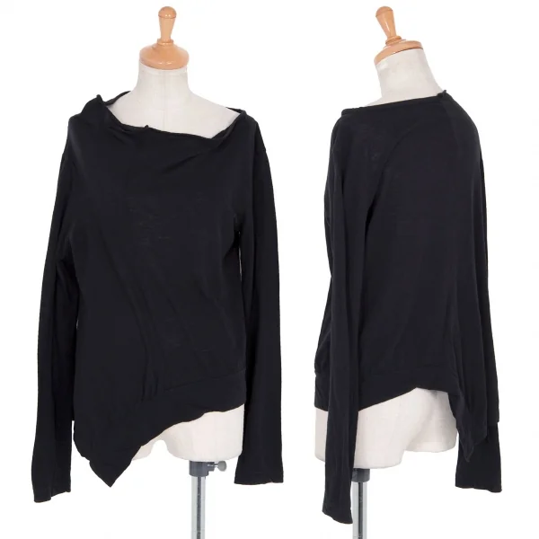 ワイズY's ドレープネック変形カットソー 濃紺2 K-98677_001