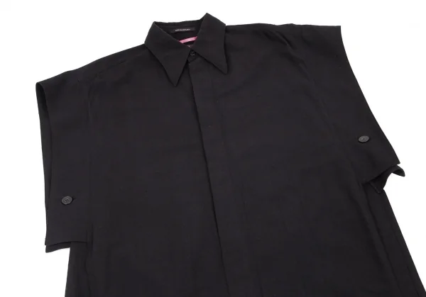 タケシコウサカバイ ワイズ ピンクレーベルTAKESHI KOSAKA by Y's Pink Label 袖ワイドデザインスリットロングノースリーブワンピース 黒2 K-98685_003