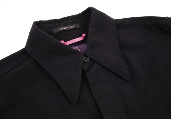 タケシコウサカバイ ワイズ ピンクレーベルTAKESHI KOSAKA by Y's Pink Label 袖ワイドデザインスリットロングノースリーブワンピース 黒2 K-98685_004