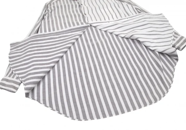 ワイズフォーメンY's for men コットンストライプ切替シャツ 白グレーM位 K-98699_010