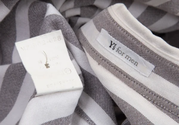 ワイズフォーメンY's for men コットンストライプ切替シャツ 白グレーM位 K-98699_015