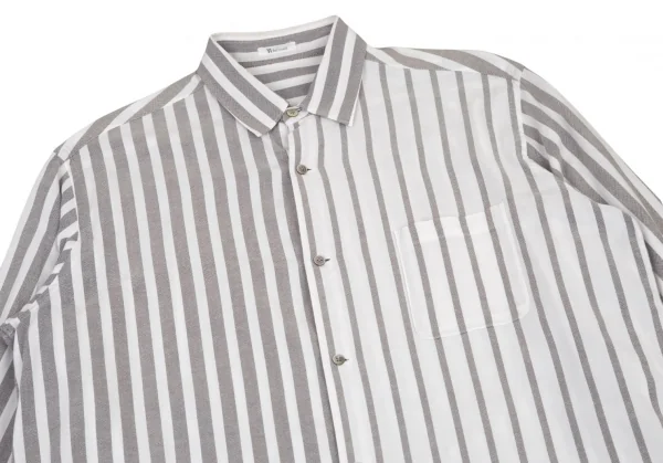 ワイズフォーメンY's for men コットンストライプ切替シャツ 白グレーM位 K-98699_002