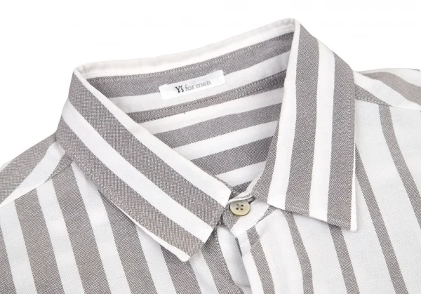 ワイズフォーメンY's for men コットンストライプ切替シャツ 白グレーM位 K-98699_003