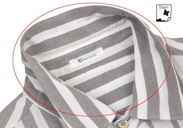 ワイズフォーメンY's for men コットンストライプ切替シャツ 白グレーM位 K-98699_004
