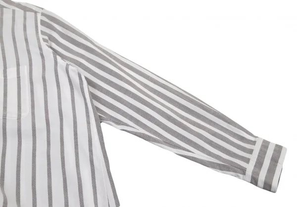 ワイズフォーメンY's for men コットンストライプ切替シャツ 白グレーM位 K-98699_006