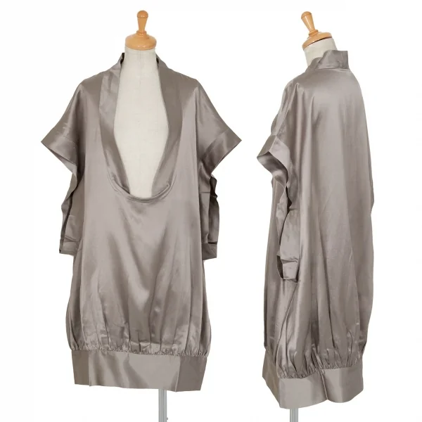 リミフゥLIMI feu サテンビッグシルエットプルオーバー グレーベージュS K-98743_001