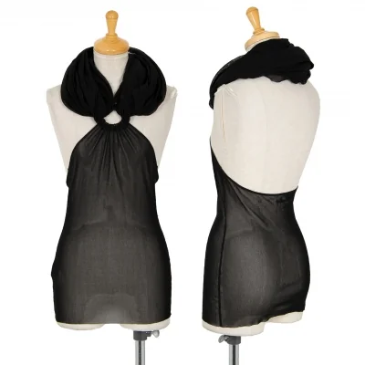 ジャンポールゴルチエファムJean Paul GAULTIER FEMME パワーネットホルターネックトップス 黒