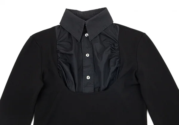 ジャンポールゴルチエファムJean Paul GAULTIER FEMME フロントギャザーフェイクレイヤードプルオーバートップス 黒40 K-98766_003