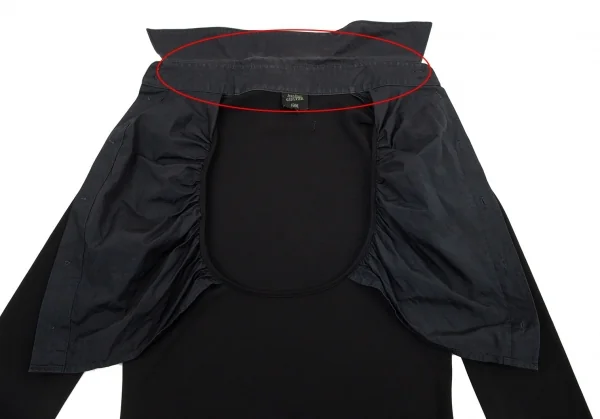 ジャンポールゴルチエファムJean Paul GAULTIER FEMME フロントギャザーフェイクレイヤードプルオーバートップス 黒40 K-98766_005