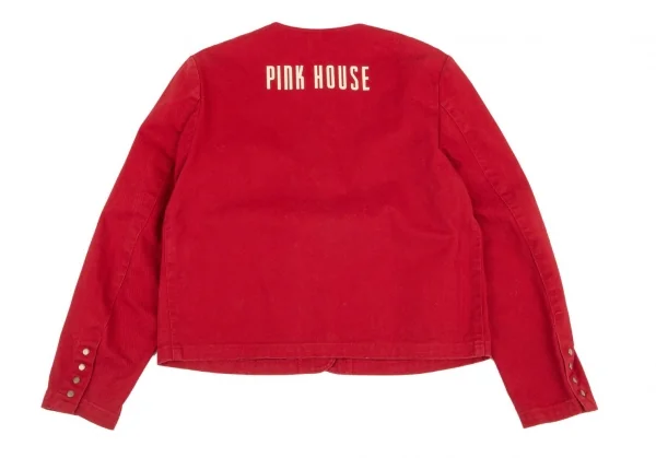 ピンクハウスPINK HOUSE ロゴプリントノーカラージャケット 赤L K-98797_015