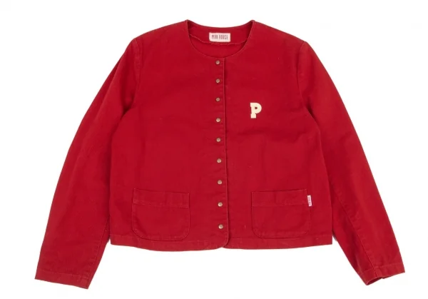 ピンクハウスPINK HOUSE ロゴプリントノーカラージャケット 赤L K-98797_002