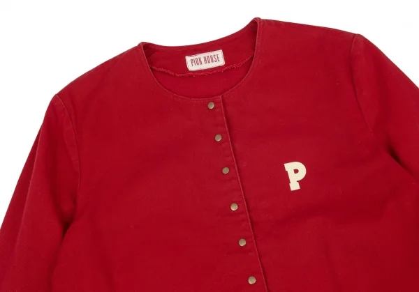 ピンクハウスPINK HOUSE ロゴプリントノーカラージャケット 赤L K-98797_003