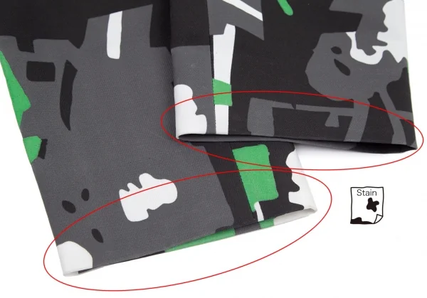 コムデギャルソン オムプリュスCOMME des GARCONS HOMME PLUS ポリ総柄プリントクロップドパンツ 黒グレー緑白M K-98804_011