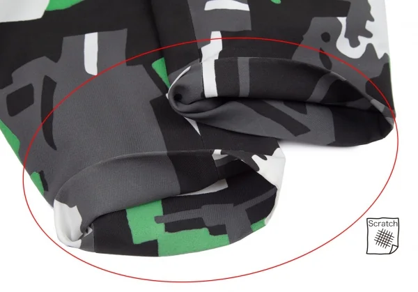 コムデギャルソン オムプリュスCOMME des GARCONS HOMME PLUS ポリ総柄プリントクロップドパンツ 黒グレー緑白M K-98804_012