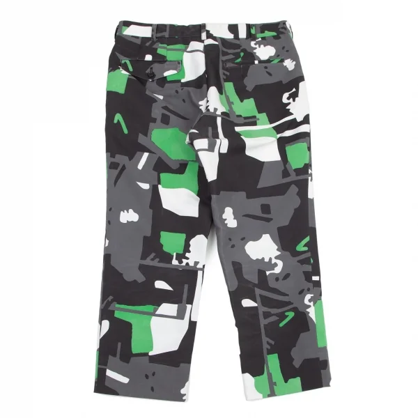 コムデギャルソン オムプリュスCOMME des GARCONS HOMME PLUS ポリ総柄プリントクロップドパンツ 黒グレー緑白M K-98804_013
