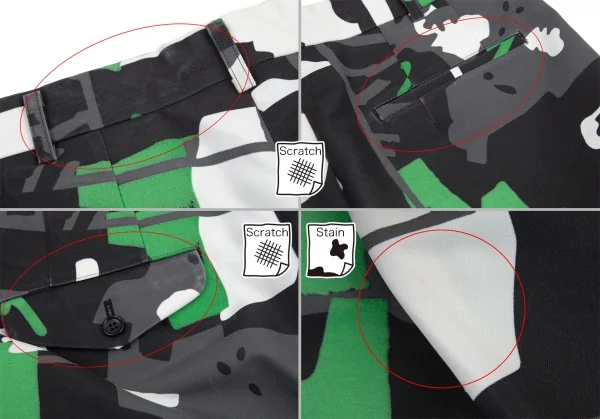 コムデギャルソン オムプリュスCOMME des GARCONS HOMME PLUS ポリ総柄プリントクロップドパンツ 黒グレー緑白M K-98804_015