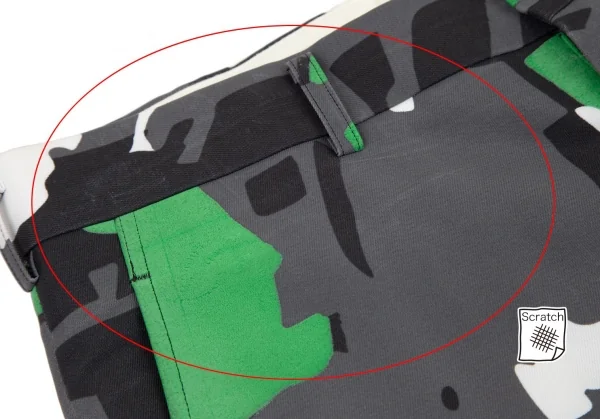 コムデギャルソン オムプリュスCOMME des GARCONS HOMME PLUS ポリ総柄プリントクロップドパンツ 黒グレー緑白M K-98804_003