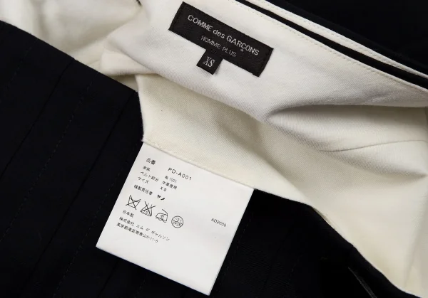 コムデギャルソン オムプリュスCOMME des GARCONS HOMME PLUS ウールギャバステッチプリーツラップスカート 紺XS K-98816_016