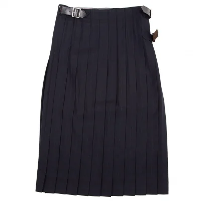 コムデギャルソン オムプリュスCOMME des GARCONS HOMME PLUS ウールギャバステッチプリーツラップスカート