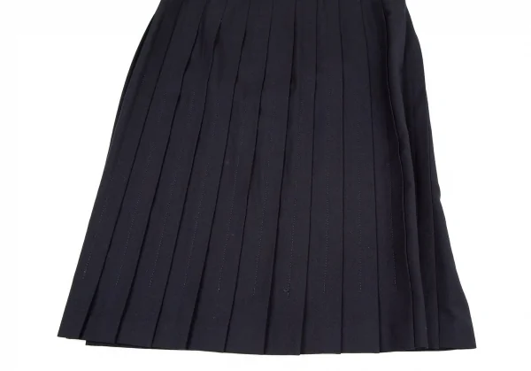 コムデギャルソン オムプリュスCOMME des GARCONS HOMME PLUS ウールギャバステッチプリーツラップスカート 紺XS K-98816_006